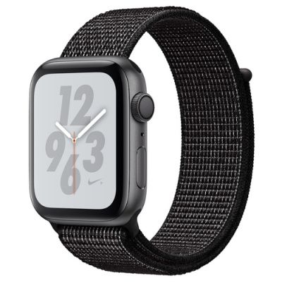 Apple Watch Series 4 Gps 44mm Space Gray Aluminum Case with Black Nike Sport Loop (Спортивный браслет Nike чёрного цвета) MU7J2
