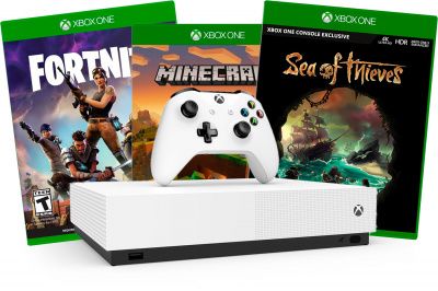Игровая приставка Microsoft Xbox One S 1 ТБ S All Digital + игры Minecraft, Sea of thieves, Fortnite